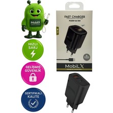 Mobilix 38W Siyah Hızlı Şarj Başlığı – PD20W + QC18W | Type-C Destekli | Model: M-11