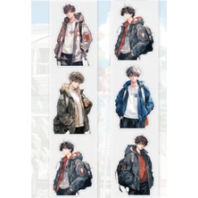 Kolbi Craft 6 Adet Şeffaf Erkek Sticker Bullet Journal Scrapbook Laptop Ajanda Planlayıcı