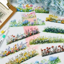 Kolbi Craft 10 Adet Büyük Şeffaf Çiçek Sticker Bullet Journal Scrapbook Ajanda Laptop Şerit