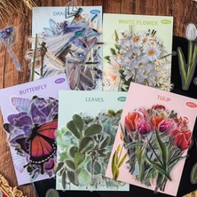 Kolbi Craft 40 Adet Şeffaf Lale Sticker Bullet Journal Scrapbook Laptop Ajanda Planlayıcı