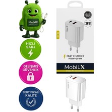 Mobilix 38W Hızlı Şarj Başlığı – PD20W + QC18W Çift Çıkışlı