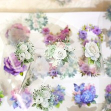 Kolbi Craft 1 Rulo Şeffaf Beyaz Gül Pet Bant Kesimli 5CMX2M Scrapbook Bullet Journal Ajanda Washi Tape