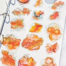 Kolbi Craft 15 Adet Şeffaf Yaldızlı Suluboya Turuncu Sticker Bullet Journal Scrapbook Ajanda Laptop Günlük