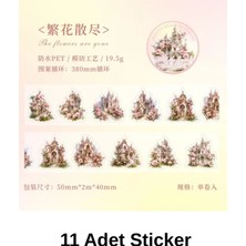 Kolbi Craft 11 Adet Şeffaf Pembe Çiçek Kale Sticker Bullet Journal Scrapbook Laptop Ajanda Planlayıcı