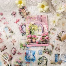 Kolbi Craft 2 Sayfa 12 Adet Şeffaf Pencere Çiçek Sticker Bullet Journal Scrapbook Laptop Ajanda Planlayıcı