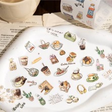 Kolbi Craft 45 Adet Mini Kahve Temalı Washi Sticker Scrapbook Bullet Journal Ajanda Günlük Planlayıcı