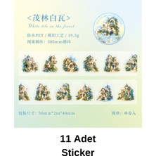 Kolbi Craft 11 Adet Şeffaf Mavi Çiçek Kale Sticker Bullet Journal Scrapbook Laptop Ajanda Planlayıcı