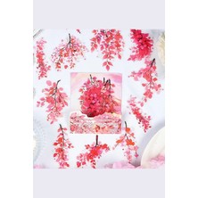 Kolbi Craft 20 Adet Şeffaf Pembe Yaprak Dal Sticker Bullet Journal Scrapbook Laptop Ajanda Planlayıcı