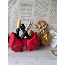 Genç 3D Fiyonklu Kalem ve Makyaj Fırçası Düzenleyici | Bow Organizer | Masa & Makyaj Organizeri