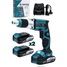 PremiumPort 21V Mavi Profesyonel Çift Batarya Şarjlı Vidalama ve Alçıpan Uygulaması