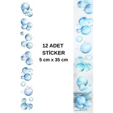 Kolbi Craft 12 Adet Şeffaf Mavi Baloncuk Sticker Bullet Journal Scrapbook Laptop Ajanda Planlayıcı