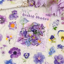 Kolbi Craft 60 Adet Mor Şeffaf Çiçek Sticker Seti Bullet Journal Scrapbook Laptop Ajanda Planlayıcı