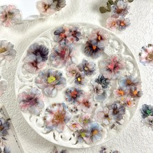 Kolbi Craft 20 Adet Yaldızlı Şeffaf Gri Çiçek Sticker Bullet Journal Scrapbook Laptop Ajanda Planlayıcı