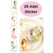 Kolbi Craft 29 Adet Sticker Şeffaf Kız Sticker Scrapbook Bullet Journal Ajanda Günlük Planlayıcı