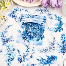 Kolbi Craft 20 Adet Şeffaf Mavi Yaprak Dal Sticker Bullet Journal Scrapbook Laptop Ajanda Planlayıcı