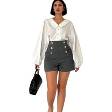 MK Beykoz Düğme Detaylı Şık Midi Şort