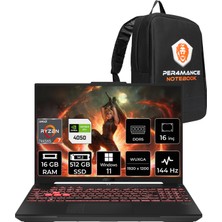 Asus Tuf A16 Amd Ryzen 7 7445HS 16GB 512GB SSD RTX4050/6GB 140W 16" Fhd+ 144Hz W11H Taşınabilir Bilgisayar & Per4 Çanta FA607NUGRL208P347