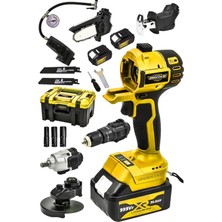 PremiumPort Çift Kafalı Darbeli Matkap ve Testere Takım Seti, Havalı Pompa Uyumlu