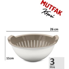 Mutfak Köşesi Handy Kaseli Süzgeç Seti 3 Lt - Çok Amaçlı Hazneli Süzgeç Bej