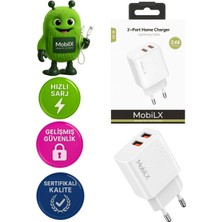 Mobilix 2.4A Iphone 8–14 Uyumlu Hızlı Şarj Adaptörü + Lightning Kablo