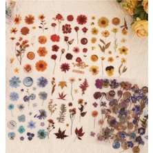 Kolbi Craft 8 Sayfa Şeffaf Çiçek Sticker Seti Bullet Journal Scrapbook Laptop Ajanda Planlayıcı Mühür