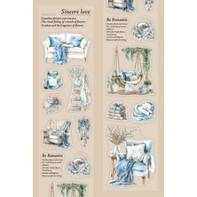 Kolbi Craft 13 Adet Şeffaf Mavi Ev Temalı Sticker Bullet Journal Scrapbook Laptop Ajanda Planlayıcı