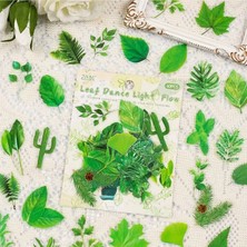 Kolbi Craft 60 Adet Yeşil Şeffaf Yaprak Sticker Seti Bullet Journal Scrapbook Laptop Ajanda Planlayıcı