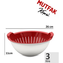 Mutfak Köşesi Handy Kaseli Süzgeç Seti 3 Lt - Çok Amaçlı Hazneli Süzgeç Kırmızı