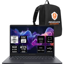 Asus Expertbook B5 Core Ultra 7 255H Notebook 8GB RAM 4TB SSD 14" FHD+ FreeDOS + Per4 Çanta B5405U716512B0DP305