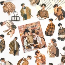 Kolbi Craft 20 Adet Şeffaf Kahverengi Kore Tarzı Erkek Anime Sticker Bullet Journal Scrapbook Ajanda Laptop