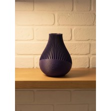 Argesco Mühendislik Mor Çizgili Dekoratif Vazo 11 cm Modern Tasarım Aksesuar