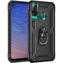 MK Beykoz Newface Huawei P40 Lite E Kılıf Sofya Yüzüklü Silikon Kapak - Siyah