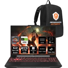 Asus Tuf A16 Amd Ryzen 7 7445HS 64GB 4tb SSD RTX4050/6GB 140W 16" Fhd+ 144Hz W11H Taşınabilir Bilgisayar & Per4 Çanta FA607NUGRL208P375