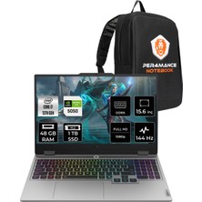 Lenovo Loq 15IRX10 Intel Core I7 13700HX 48GB 1tb SSD RTX5050/8GB 100W 15.6" Fhd 144Hz Fdos Taşınabilir Bilgisayar & Per4 Çanta 83JE00WGTRP328