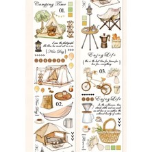 Kolbi Craft Kamp Temalı Washi Bant Rulo 5CMX2M Scrapbook Bullet Journal Ajanda Washi Tape Günlük Planlayıcı