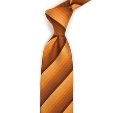 Kravatkolik Volpi Style Turuncu Çizgi Desen Italyan Ipek Kravat İK2281