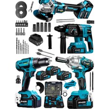 PremiumPort 21V 4x3 Pro Set: Kırıcı, Delici, Taşlama ve Matkap, 3 Akülü