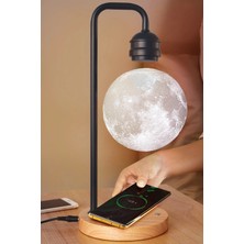 MK Beykoz Newface XF02 Ay Görünümlü Kablosuz Şarj Özellikli Gece Lambası - Siyah