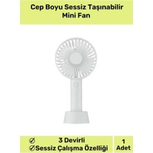 abnturk Premium Cep Boyu Sessiz Taşınabilir Mini Fan USB Şarjlı Pervaneli Soğutucu Küçük El Vantilatörü