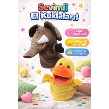 Trust Store 2’li Fil ve Ördek Peluş El Kuklası Seti Ağzı Hareket Eden Eğitici Kuklalar