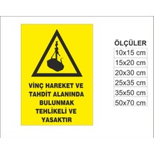 Vinç Hareket Halinde Bulunmak Tehlikeli ve Yasaktır, Isg Uyarı ve  Ikaz Levhası 3mm Dekota