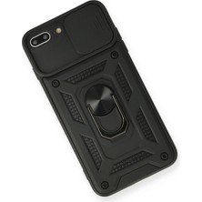 MK Beykoz Newface Iphone 7 Plus Kılıf Pars Lens Yüzüklü Silikon - Siyah