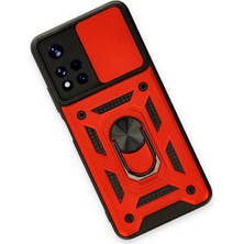 MK Beykoz Newface Xiaomi Poco M4 Pro 5g Kılıf Pars Lens Yüzüklü Silikon - Kırmızı