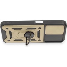 MK Beykoz Newface Samsung Galaxy A14 4g Kılıf Pars Lens Yüzüklü Silikon - Gold