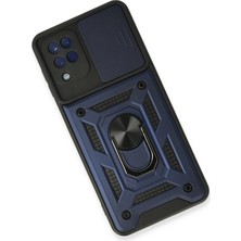 MK Beykoz Newface Samsung Galaxy A22 Kılıf Pars Lens Yüzüklü Silikon - Lacivert