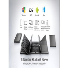 Deanb Şarjlı Kablosuz Bluetooth Katlanabilir Touchpad Klavye | Titanyum, MacBook Tablet Telefon Tv Uyumlu