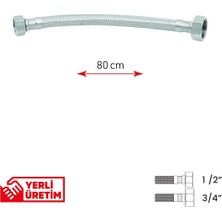 GGAMA Gama Paslanmaz Çelik Flex Hortum 1/2 - 3/4 Kombi ve Tesisat Bağlantı Hortumu 80 cm