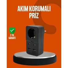 Argesco Mühendislik Akım Korumalı Priz 4 USB Type C Destekli Yüksek Isı Dayanımlı