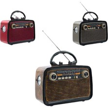 MK Beykoz Bluetooth Hoparlör Ahşap Renk Vintage Işıklı Nostaljik Radyo Fm Ahşap Görünümlü