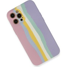 MK Beykoz Newface Iphone 12 Pro Max Kılıf Ebruli Lansman Silikon - Pembe-Lila